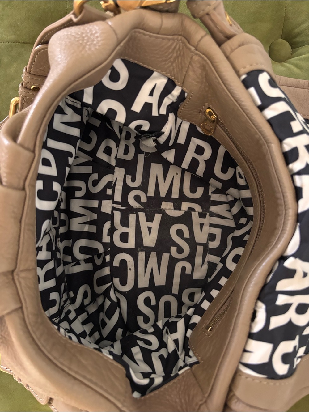 Marc by Marc Jacobs Taupe Pebbled Leather Shoulder Bag with Gold Hardware - Picture 4 of 16